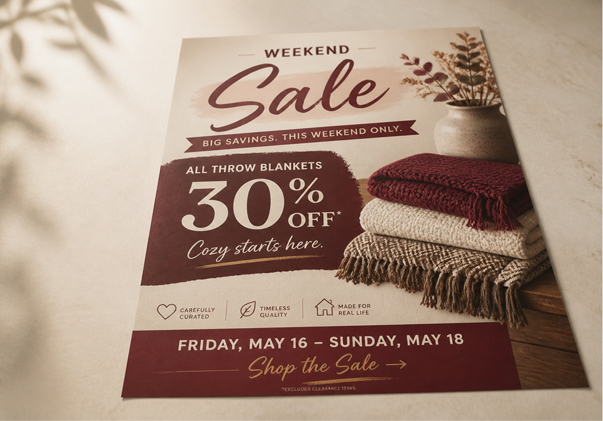 A printed retail campaign flyer