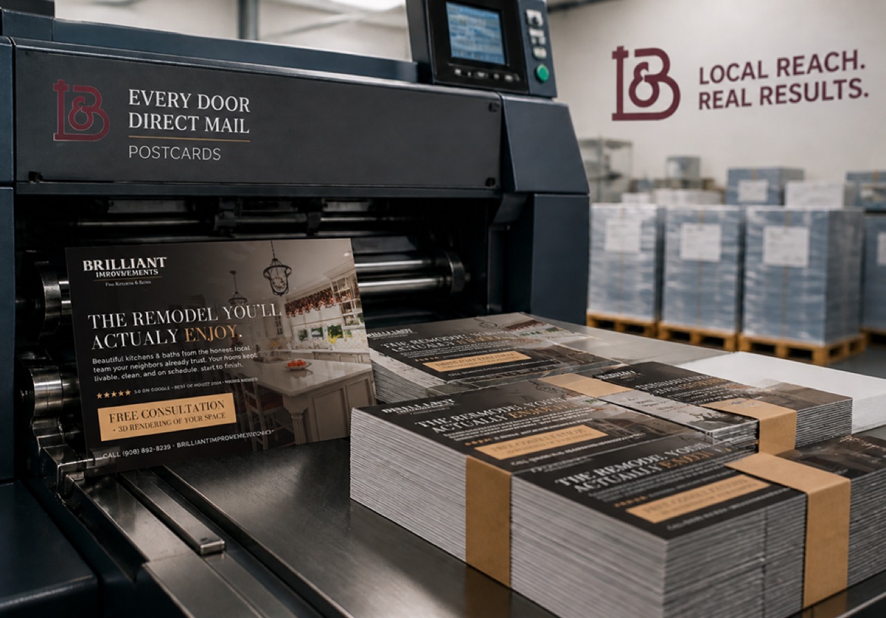 An L&B press running a seasonal postcard campaign